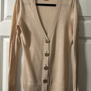 Tory Burch Cream Cardigan with Gold Buttons
